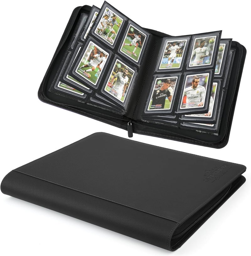 CARDBINDER Toploader Binder,Toploader Hard Cases, 4-Pocket Pages Sleeves Hold up 128 Cards.Toploader Card Binder with Sleeves for “3×4” rigid，Card Holder(black) - Image 1